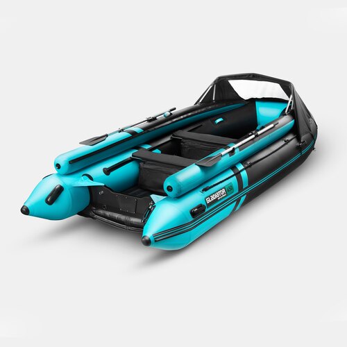 Надувная лодка GLADIATOR E450X PRO черно-бирюзовый