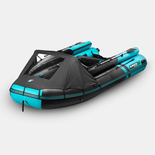 Надувная лодка GLADIATOR E420X PRO черно-бирюзовый